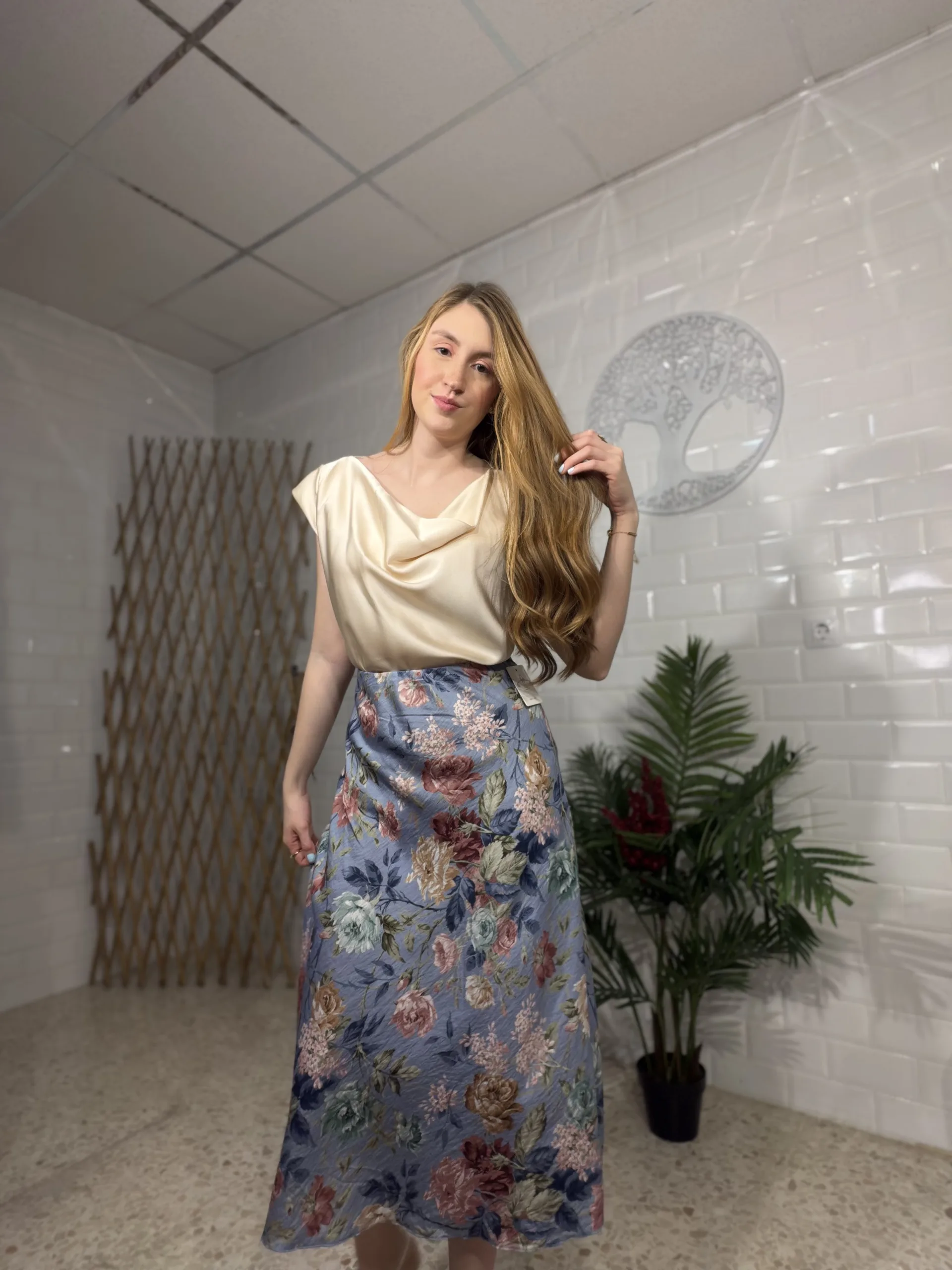 Falda estampada de satén - Imagen 2